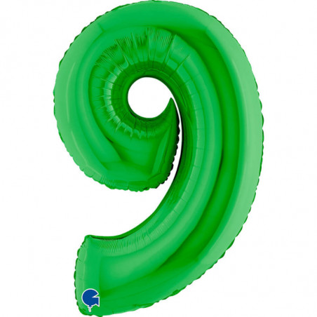 Ballon aluminium chiffre 9 Vert foncé Green 40inc Grabo