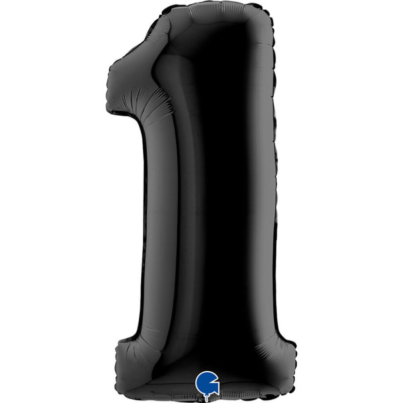 Ballon alu chiffre 1 Noir Black 40inc Grabo