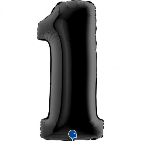 Ballon alu chiffre 1 Noir Black 40inc Grabo