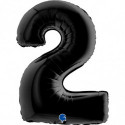 Ballon aluminium chiffre 2 Noir Black 40inc Grabo