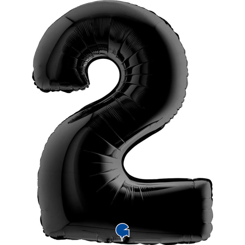 Ballon aluminium chiffre 2 Noir Black 40inc Grabo