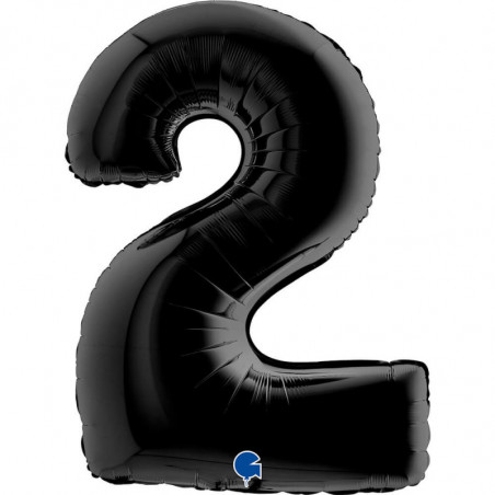 Ballon aluminium chiffre 2 Noir Black 40inc Grabo
