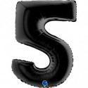 Ballon aluminium chiffre 5 Noir Black 40inc Grabo