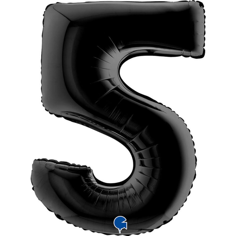 Ballon aluminium chiffre 5 Noir Black 40inc Grabo