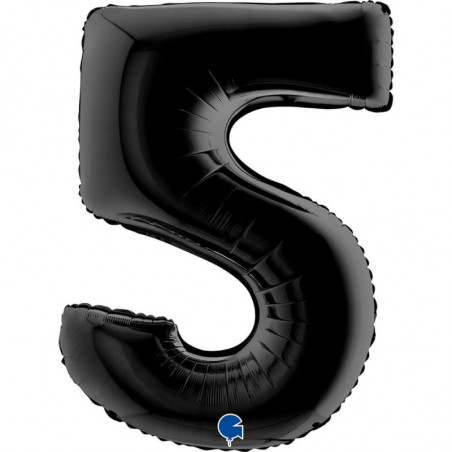 Ballon aluminium chiffre 5 Noir Black 40inc Grabo