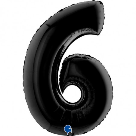 Ballon aluminium chiffre 6 Noir Black 40inc Grabo