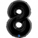 Ballon aluminium chiffre 8 Noir Black 40inc Grabo