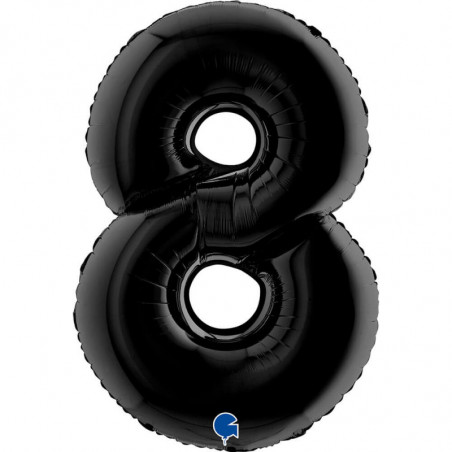 Ballon aluminium chiffre 8 Noir Black 40inc Grabo