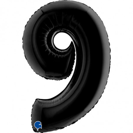Ballon aluminium chiffre 9 Noir Black 40inc Grabo