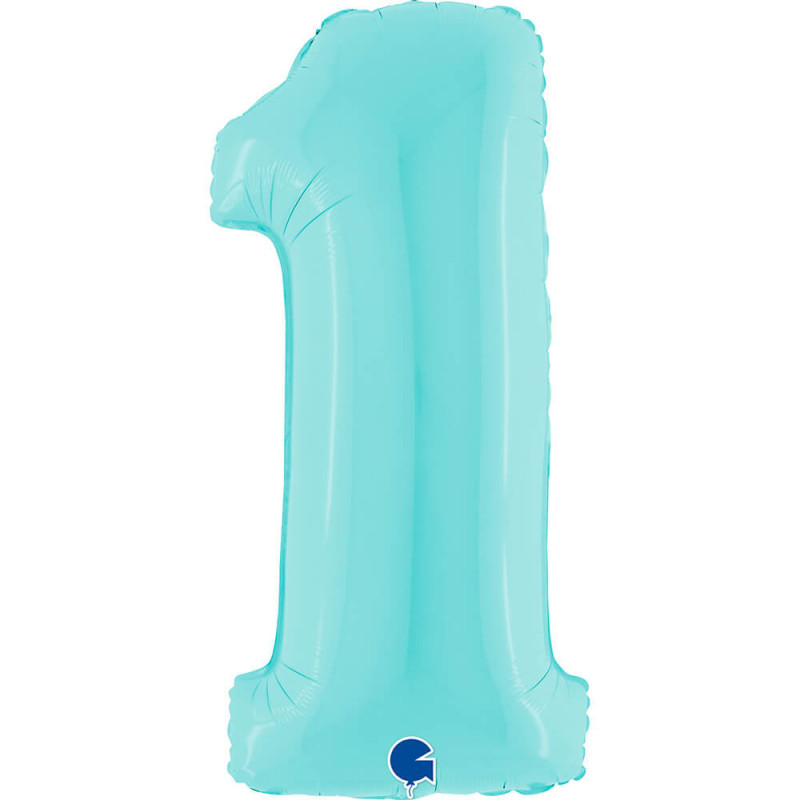 Ballon aluminium chiffre bleu clair Pastel Blue 40inc Grabo