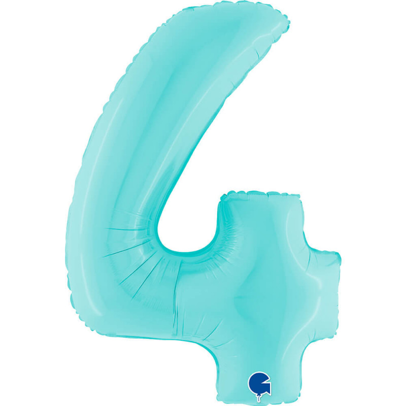 Ballon aluminium chiffre 4 Bleu clair Pastel Blue 40inc