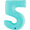Ballon aluminium chiffre 5 Bleu clair Pastel Blue 40inc Grabo