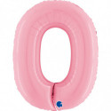 Ballon alu chiffre 0 Rose clair Pastel Pink 40inc Grabo