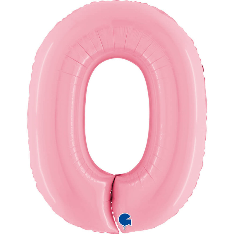 Ballon alu chiffre 0 Rose clair Pastel Pink 40inc Grabo