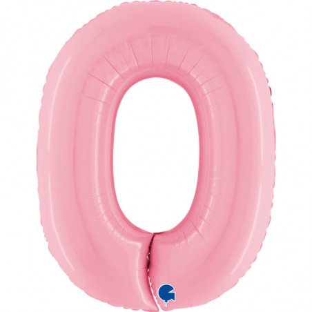Ballon alu chiffre 0 Rose clair Pastel Pink 40inc Grabo
