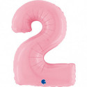 Ballon aluminium chiffre 2 Rose clair Pastel Pink 40inc Grabo