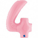 Ballon aluminium chiffre 4 Rose clair Pastel Pink 40inc Grabo