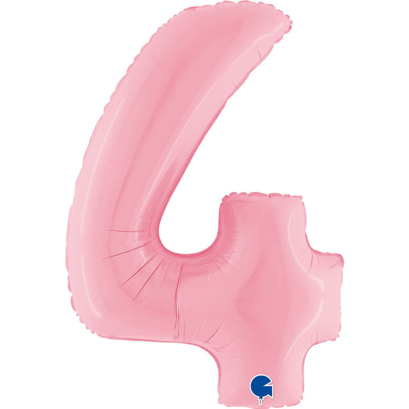Ballon aluminium chiffre 4 Rose clair Pastel Pink 40inc Grabo