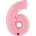 Ballon aluminium chiffre 6 Rose clair Pastel Pink 40inc