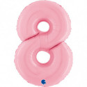 Ballon aluminium chiffre 8 Rose Clair Pastel Pink 40inc Grabo