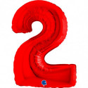 Ballon aluminium chiffre 2 Rouge Red 40inc Grabo