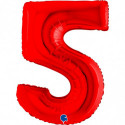 Ballon aluminium chiffre 5 Red 40inc Grabo