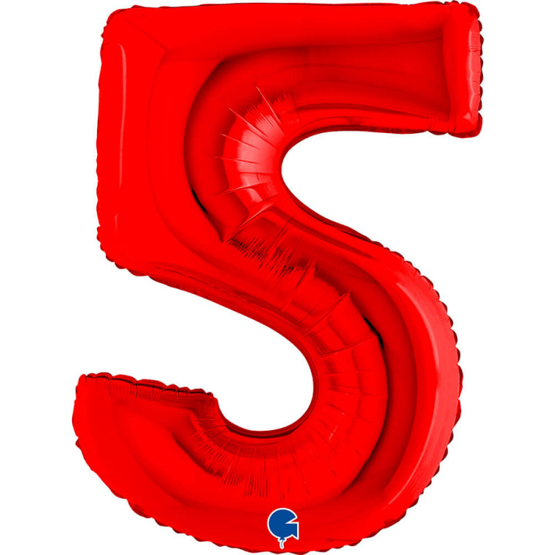 Ballon aluminium chiffre 5 Red 40inc Grabo