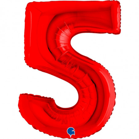 Ballon aluminium chiffre 5 Red 40inc Grabo