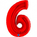 Ballon aluminium chiffre 6 Rouge Red 40inc Grabo