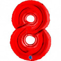 Ballon aluminium chiffre 8 Rouge Red 40inc Grabo