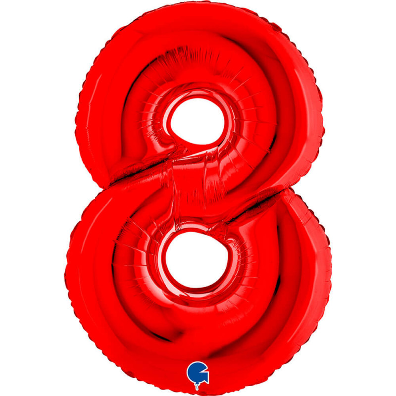 Ballon aluminium chiffre 8 Rouge Red 40inc Grabo
