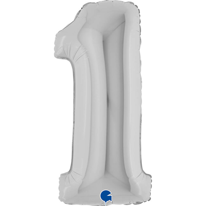 Ballon aluminium chiffre 1 argent - Silver 40inc Grabo