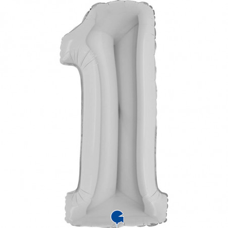 Ballon aluminium chiffre 1 argent - Silver 40inc Grabo