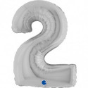 Ballon aluminium chiffre 2 argent - Silver 40inc Grabo
