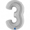 Ballon aluminium chiffre 3 argent - Silver 40inc Grabo