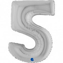 Ballon aluminium chiffre 5 argent - Silver 40inc Grabo