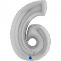 Ballon aluminium chiffre 6 argent - Silver 40inc Grabo