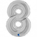 Ballon aluminium chiffre 8 argent - Silver 40inc Grabo