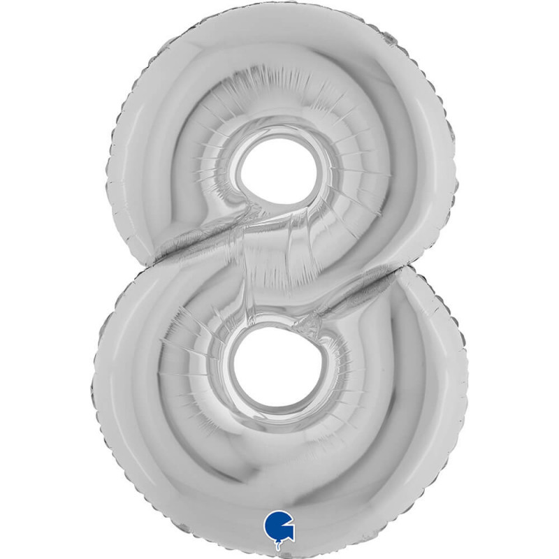 Ballon aluminium chiffre 8 argent - Silver 40inc Grabo