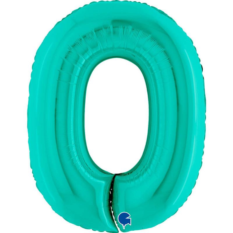 Ballon alu chiffre 0 Bleu Tiffany 40inc Grabo