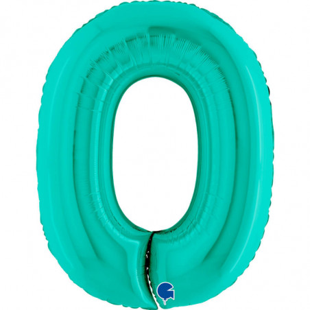 Ballon alu chiffre 0 Bleu Tiffany 40inc Grabo