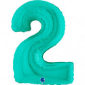 Ballon aluminium chiffre 2 Bleu Tiffany 40inc Grabo