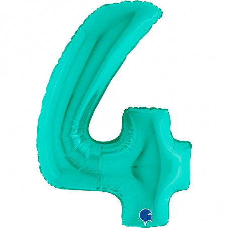 Ballon aluminium chiffre 4 Bleu Tiffany 40inc Grabo