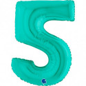 Ballon aluminium chiffre 5 Bleu Tiffany 40inc Grabo