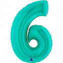 Ballon aluminium chiffre 6 Bleu Tiffany 40inc Grabo