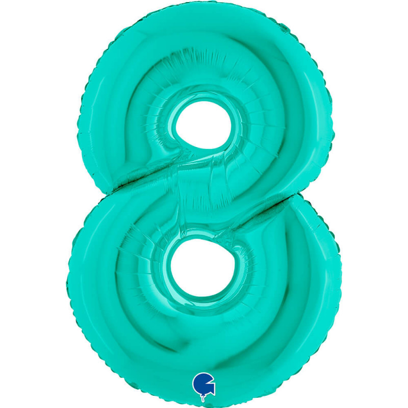 Ballon aluminium chiffre 8 Bleu Tiffany 40inc Grabo