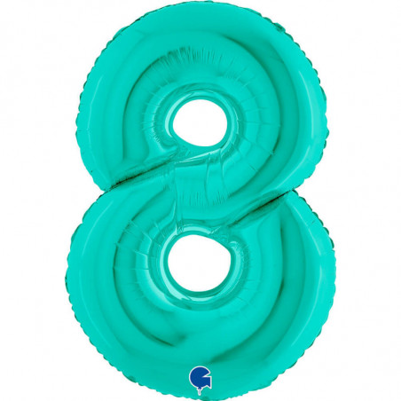 Ballon aluminium chiffre 8 Bleu Tiffany 40inc Grabo