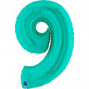 Ballon aluminium chiffre 9 Bleu Tiffany 40inc Grabo