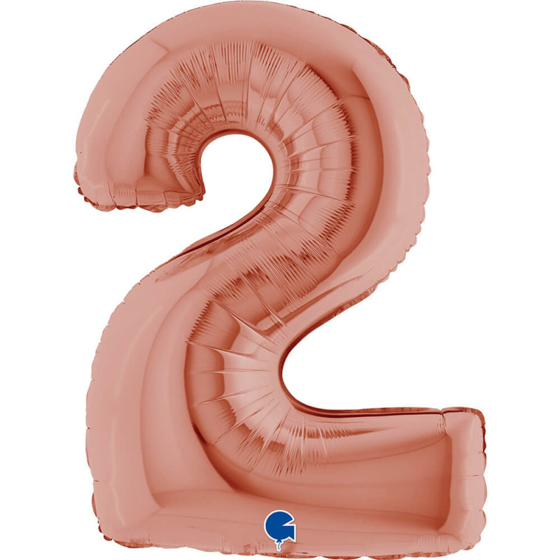 Ballon aluminium chiffre 2 Rose Gold 40inc Grabo