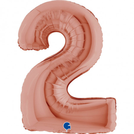 Ballon aluminium chiffre 2 Rose Gold 40inc Grabo